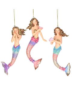 Gisela Graham Pastel Mermaid Decoration x3